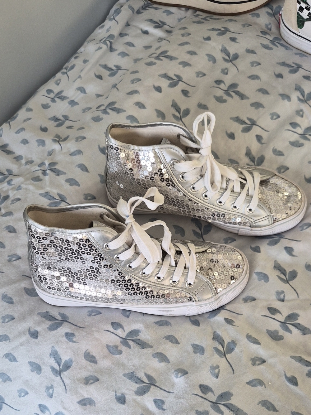 Balera Silver Sequin High-Top Dance Sneakers Size 7